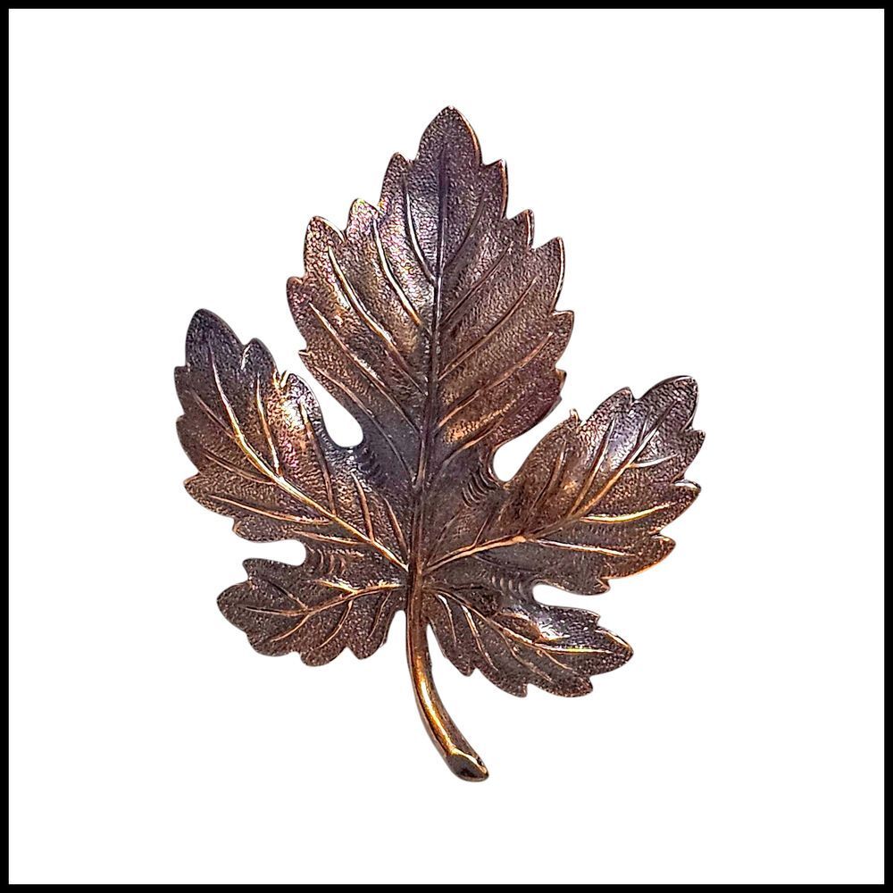 Leaf Brooch Pin Vintage Style Maple Leaf Copper Tone Costume Jewelry